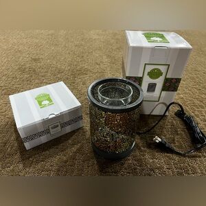 Scentsy Gold Crush Warmer w/Parlor Base Cement